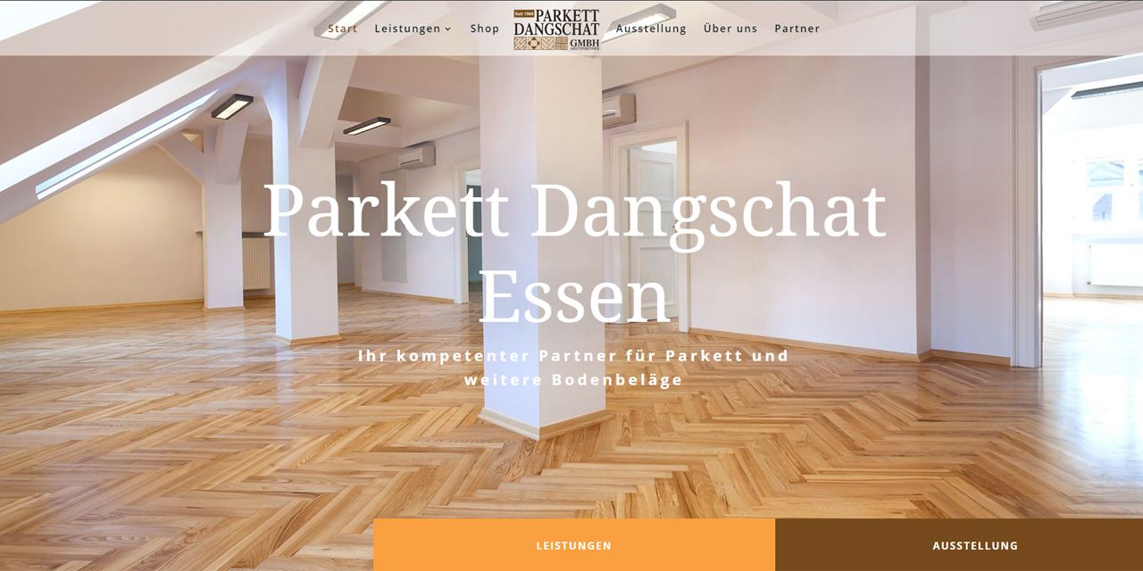 Screenshot der Webseite von Parkett Dangschat dient als Referenz Webseite von Klicklounge Webdesign