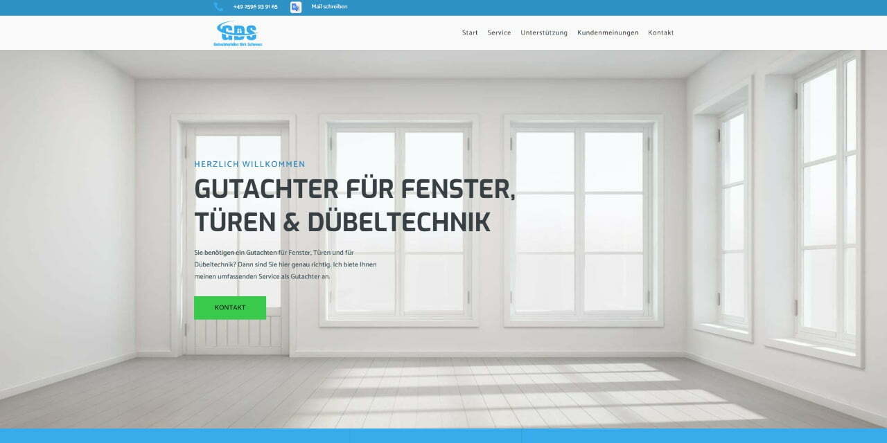 Webdesigner Peter Haurand von Klicklounge Webdesign zeigt die Referenz Webseite von Gutachter Dirk Schwarz
