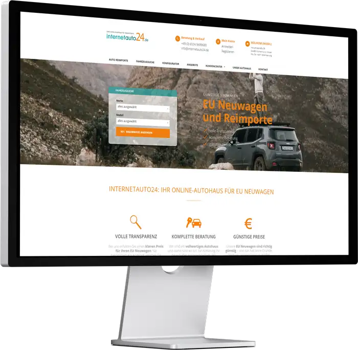 Desktop mit neuer Webseite von Klicklounge Webdesign für Internetauto24