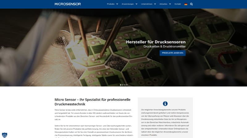 Webdesign Referenz Micro Sensor GmbH