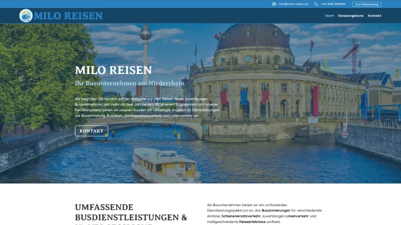 Webdesign Referenz Busreisen Milo GmbH