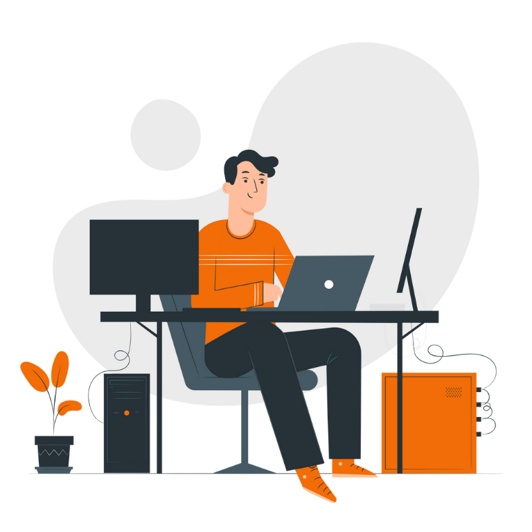 Illustration einer Person am Computer - Klicklounge Webdesign, individuelle Websites