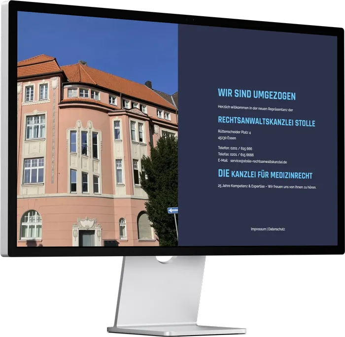 Desktop mit neuer Webseite von Klicklounge Webdesign für Rechtsanwaltskanzlei Stolle
