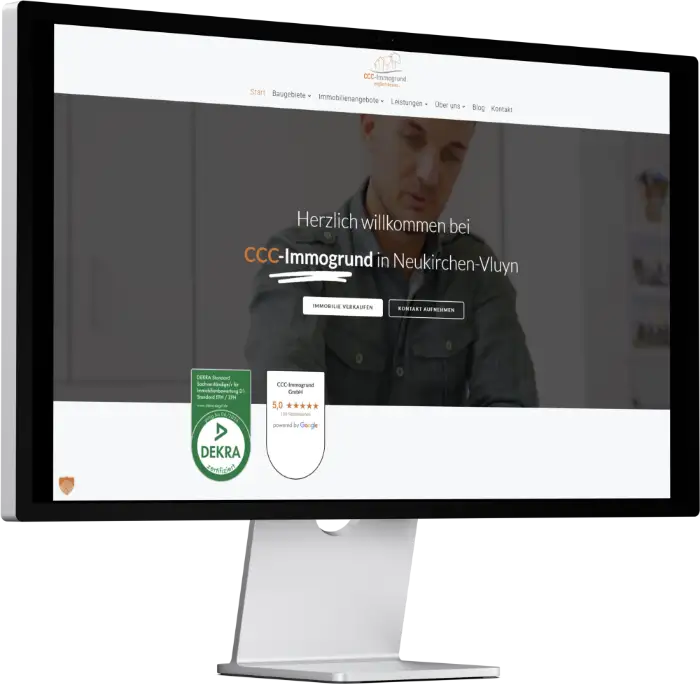 Desktop-Ansicht der neuen Webseite von Klicklounge für CCC-Immogrund GmbH