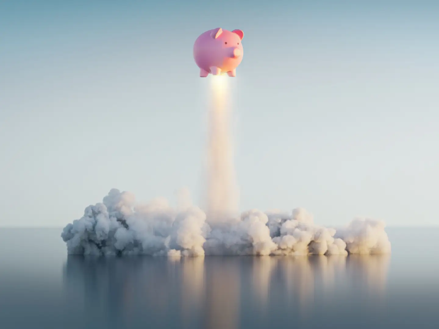 Sparschwein geht wie bei Raketenstart in die Luft