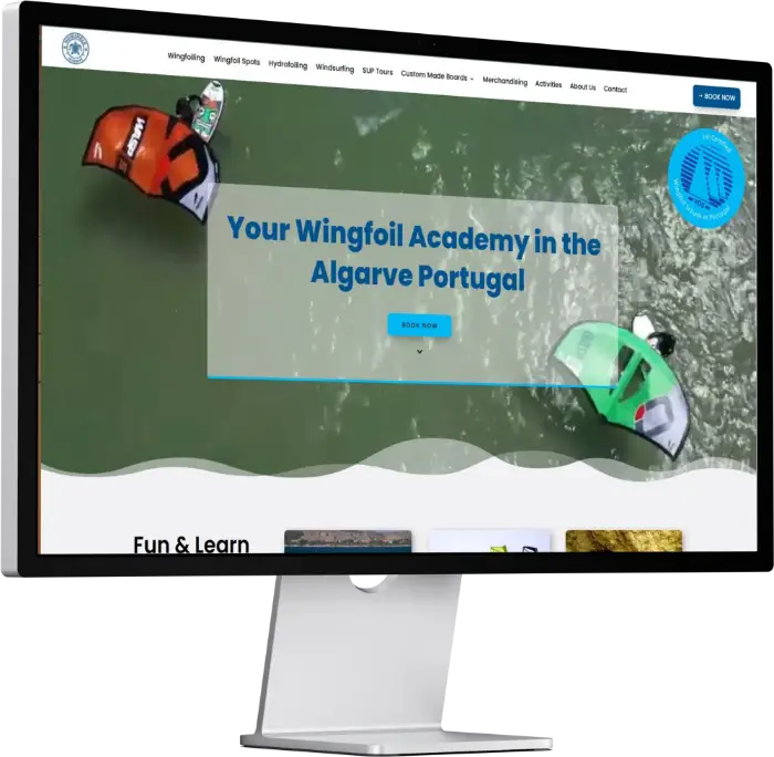 Desktop mit geöffneter, neuer Website von Klicklounge Webdesign für die Honuhele Academy in Portugal